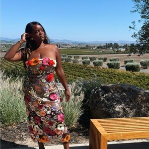 JW PEI Strapless Floral Dress - Multicolor